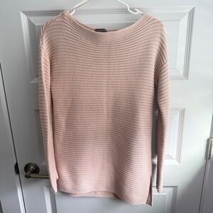 Vince Camuto Cream Ribbed Knit Sweater – Boat Neck Long Sleeve Tunic – Size XS